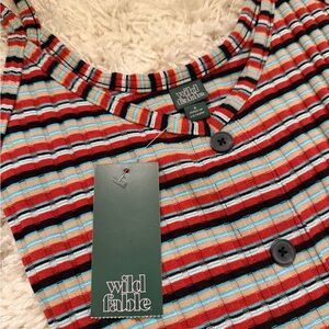 Wild Fable Multicolor Striped long dress with Buttons